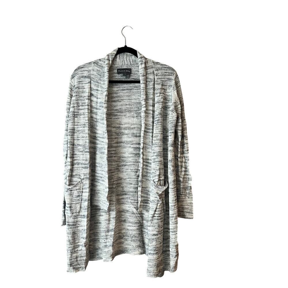 Michael Stars Long Open Cardigan Duster Lightweight Front Pockets Long Sleeve S